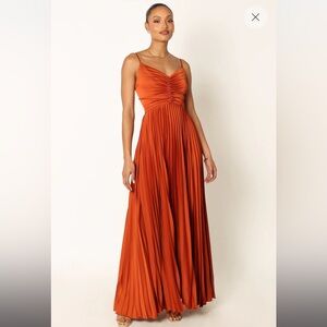 Petal & Pup Orange Pleated Maxi Gown